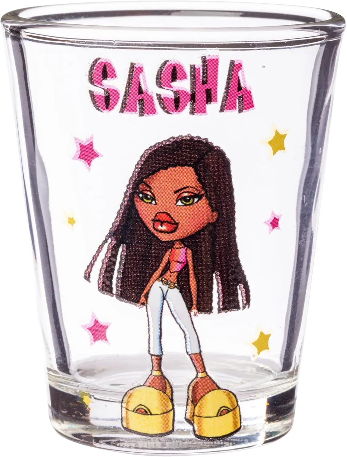Silver Buffalo Bratz Dolls Fashionista Stars Featuring Jade, Yasmin, Cloe, and Sasha 4 Pack Mini Glasses, 1.5 Ounces