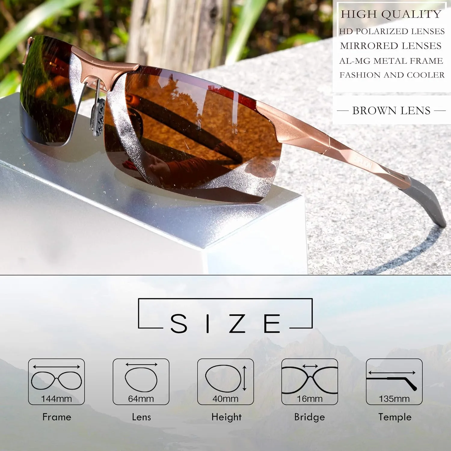 SIPLION Sunglasses Men Polarized for Men's Driving Sport Fishing hiking UV Protection Al-Mg Metal Frame Ultra Light