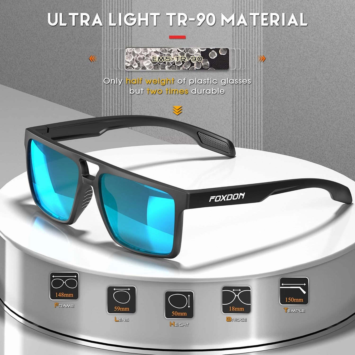 SIPLION Foxdon Driving Polarized Sunglasses Men - Fashion Sports Fishing Square Sunglass UV400 Protection Glare Reducing