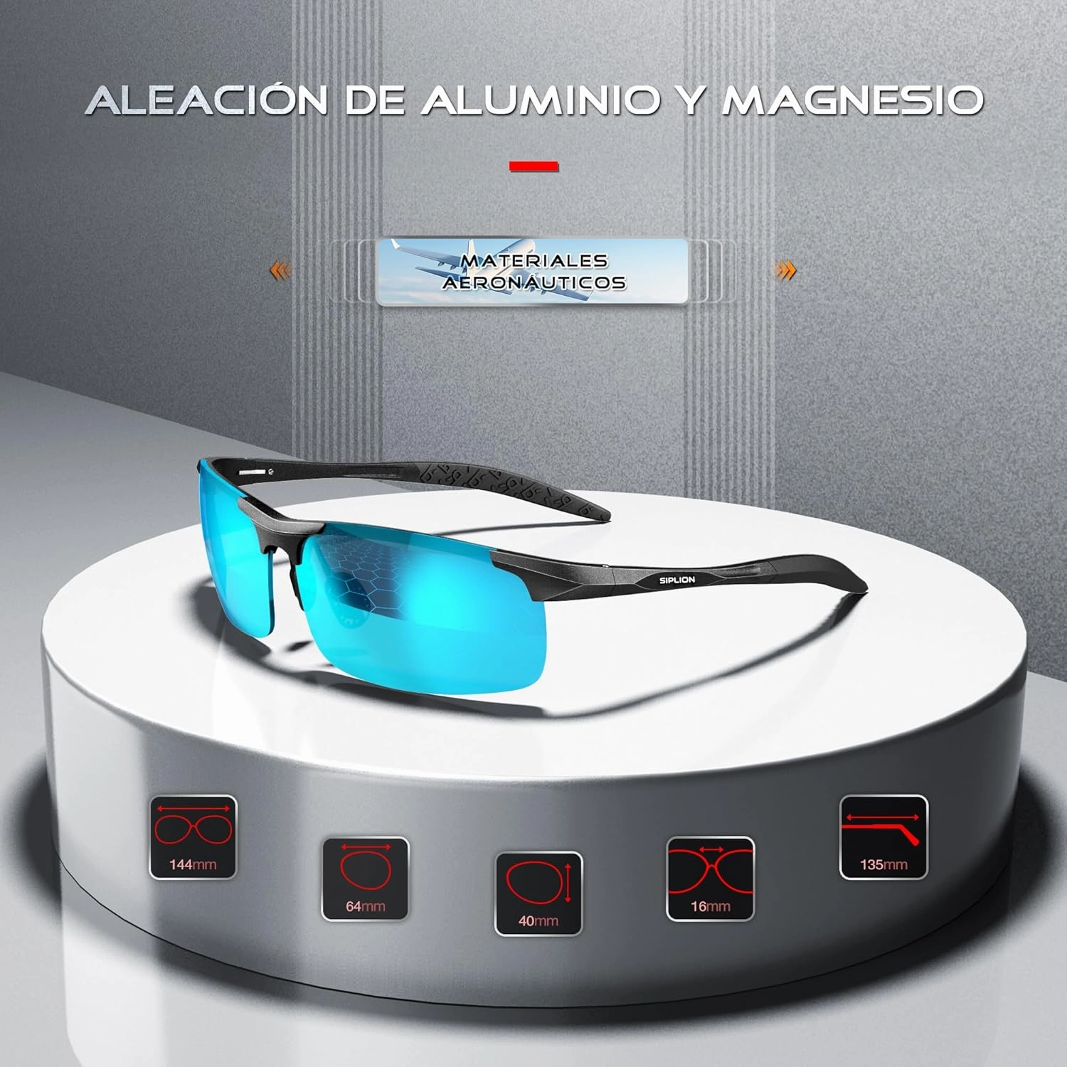 SIPLION Sunglasses Men Polarized for Men's Driving Sport Fishing hiking UV Protection Al-Mg Metal Frame Ultra Light