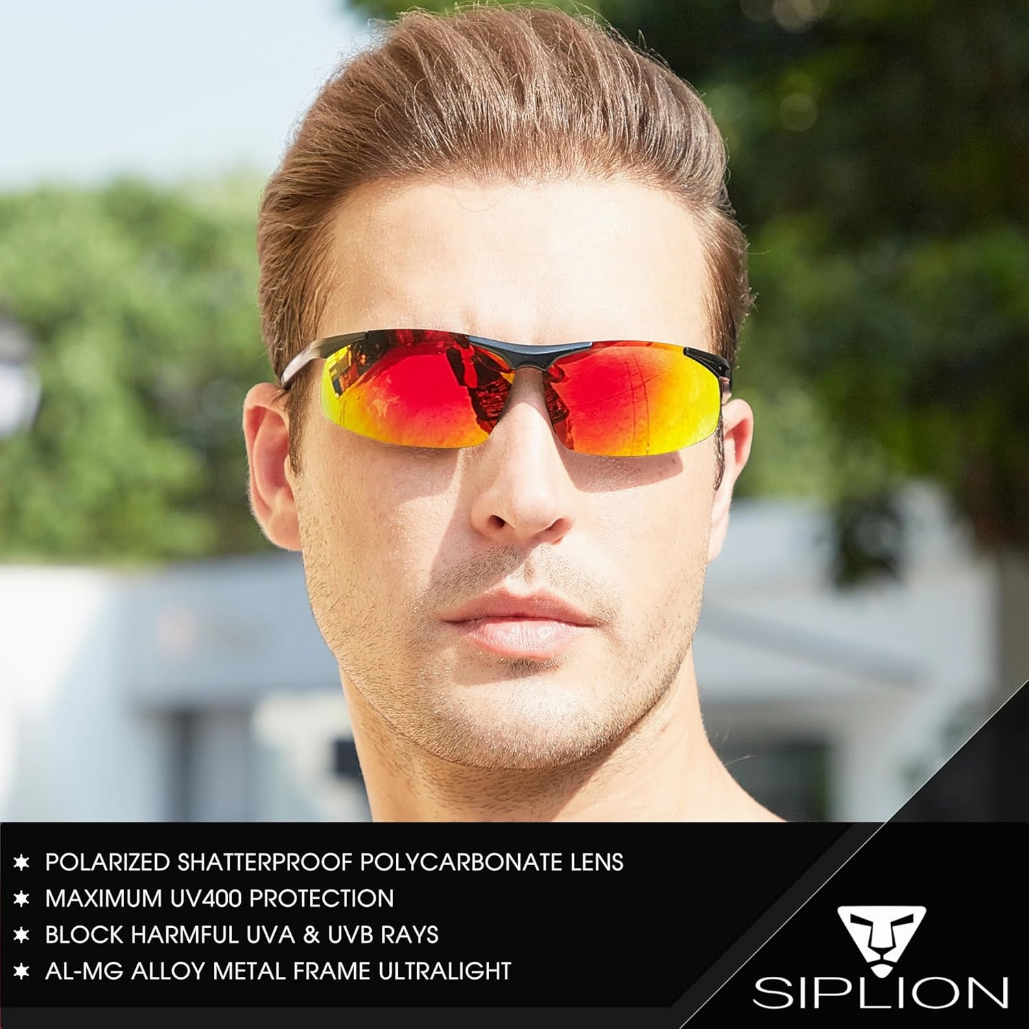 SIPLION Sunglasses Men Polarized for Men's Driving Sport Fishing hiking UV Protection Al-Mg Metal Frame Ultra Light