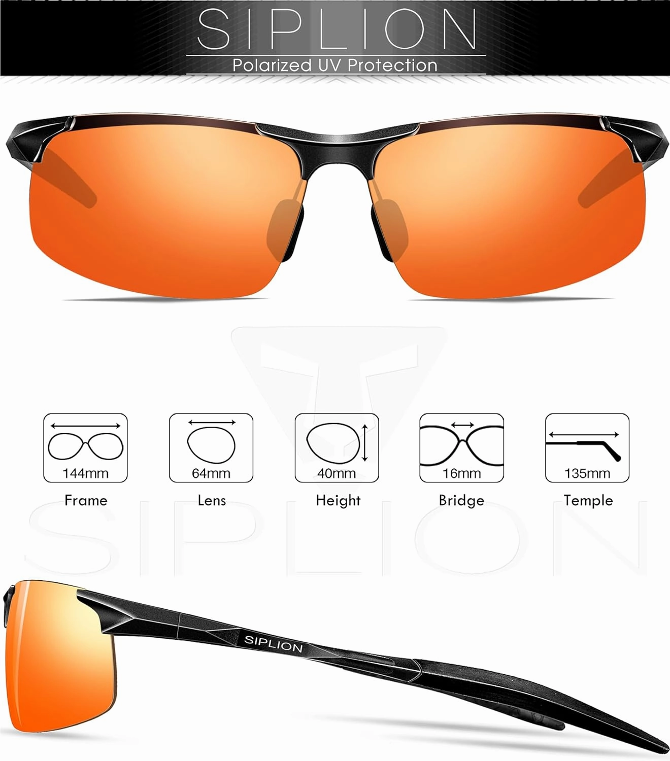 SIPLION Sunglasses Men Polarized for Men's Driving Sport Fishing hiking UV Protection Al-Mg Metal Frame Ultra Light