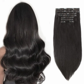 Sixstarhair Clip In Hair Extensions Remy Human Hair Black Hair Extensions Natural Human Hair 120g 8 Pieces Clip In Wefts High Grade Real Hair for Women