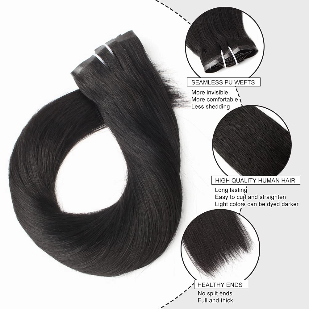 Sixstarhair Clip In Hair Extensions Remy Human Hair Black Hair Extensions Natural Human Hair 120g 8 Pieces Clip In Wefts High Grade Real Hair for Women