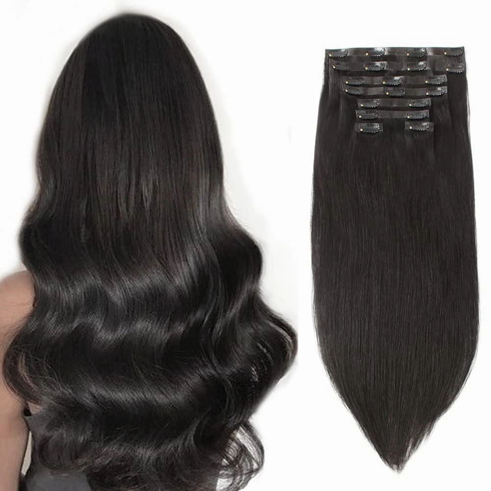 Sixstarhair Clip In Hair Extensions Remy Human Hair Black Hair Extensions Natural Human Hair 120g 8 Pieces Clip In Wefts High Grade Real Hair for Women