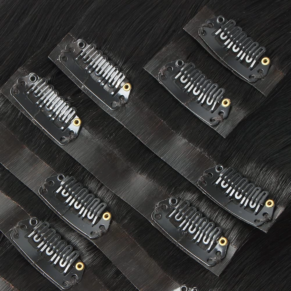 Sixstarhair Clip In Hair Extensions Remy Human Hair Black Hair Extensions Natural Human Hair 120g 8 Pieces Clip In Wefts High Grade Real Hair for Women