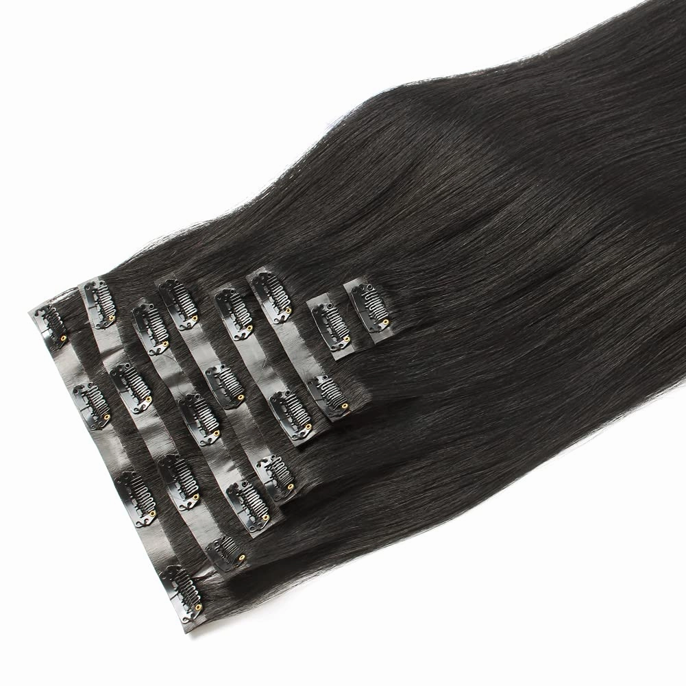 Sixstarhair Clip In Hair Extensions Remy Human Hair Black Hair Extensions Natural Human Hair 120g 8 Pieces Clip In Wefts High Grade Real Hair for Women