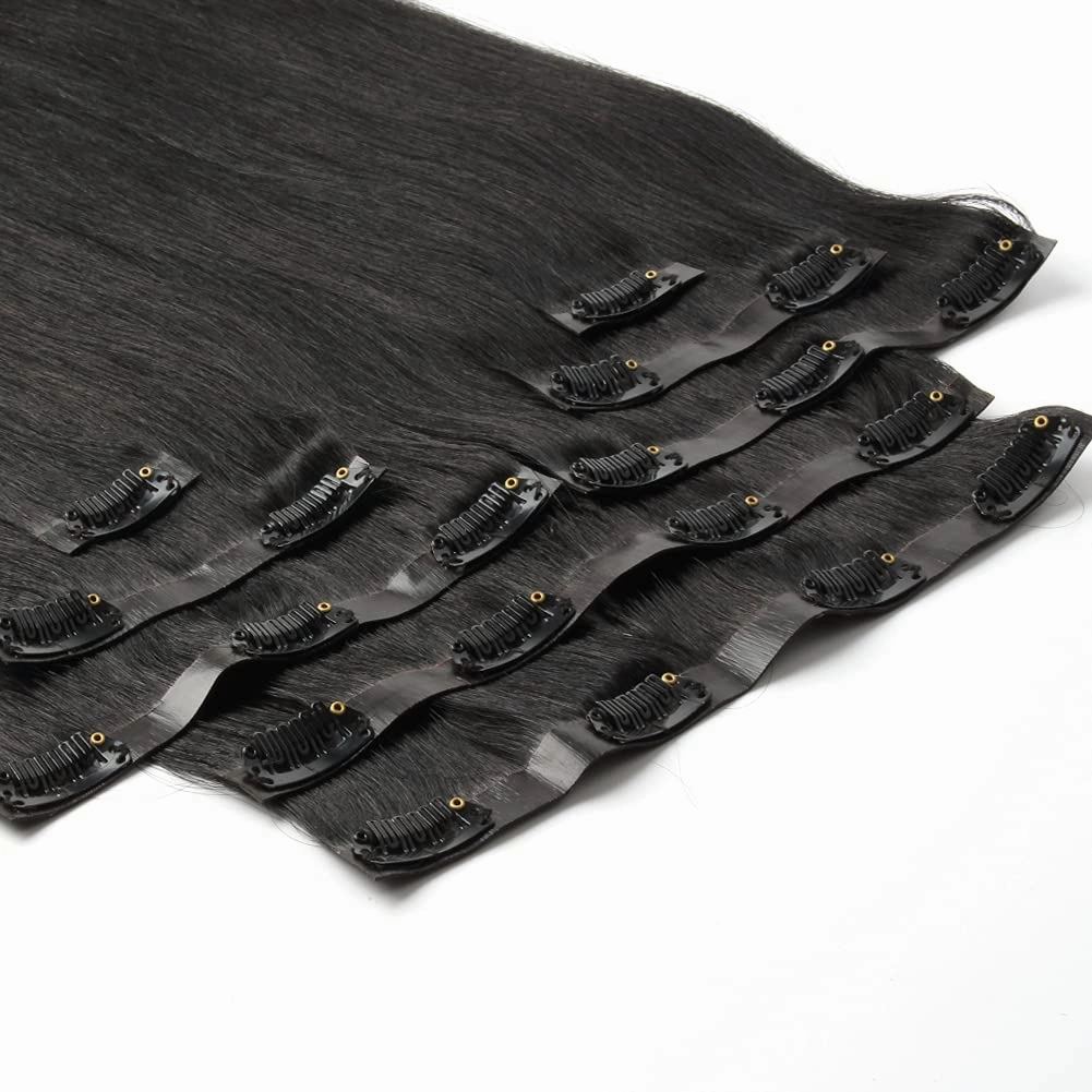Sixstarhair Clip In Hair Extensions Remy Human Hair Black Hair Extensions Natural Human Hair 120g 8 Pieces Clip In Wefts High Grade Real Hair for Women