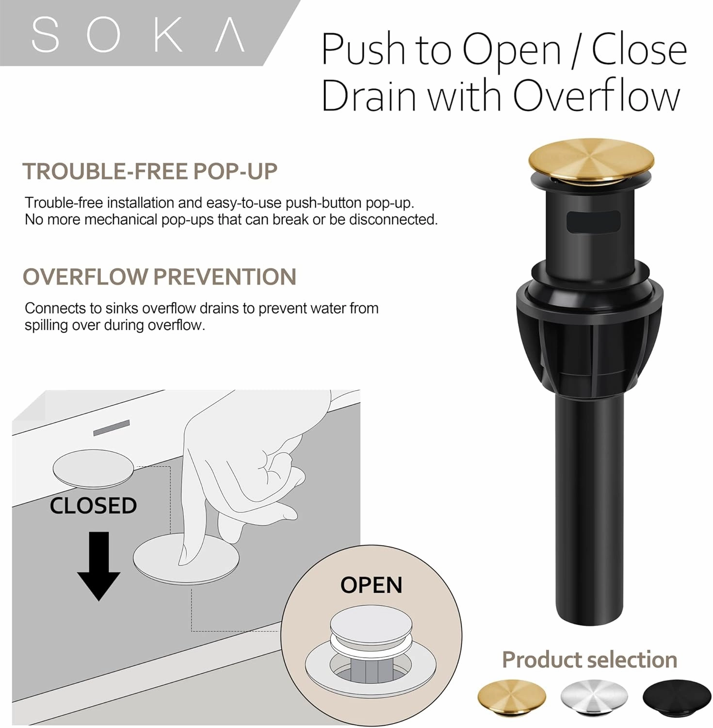 SK1B001AR Bathroom Sink faucets, 8 INCH Gooseneck - Lever, Gold   G