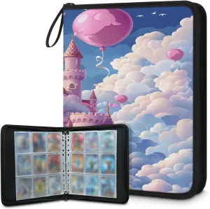 Sky Castle 3 Ring Trading Zipper Binder Strap, Trading Card Binder 9 Pocket, 900 Pockets Card Holder with 50 Removable Sleeves for Game Cards