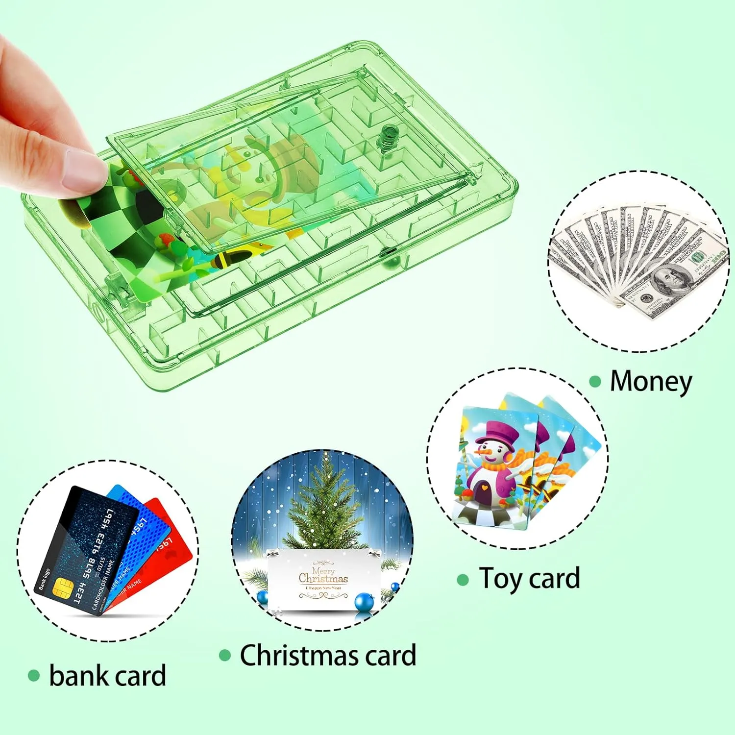 Skylety 5 Pcs Money Puzzle Box Gift Card Box Plastic Puzzle Card Holder Fun Maze Intellectual Pinball Machine Game for Teens and Adults Birthday Party Favors(Green)