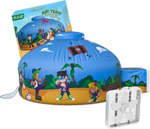 Skywin Inflatable Tent for Kids (Blox), Inflatable Air Tent for Kids Sets Up and Stores Away in Seconds, Improved Blow up Fort (Blox with Door, Blue)