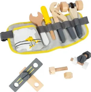 Small Foot- Construction Worker Tool Belt- 4 Piece Playset Includes Adjustable Belt, Pipe Wrench, Ratchet, Screwdriver and Spanner-Sturdy Wooden Toys- Boys and Girls Ages 3 