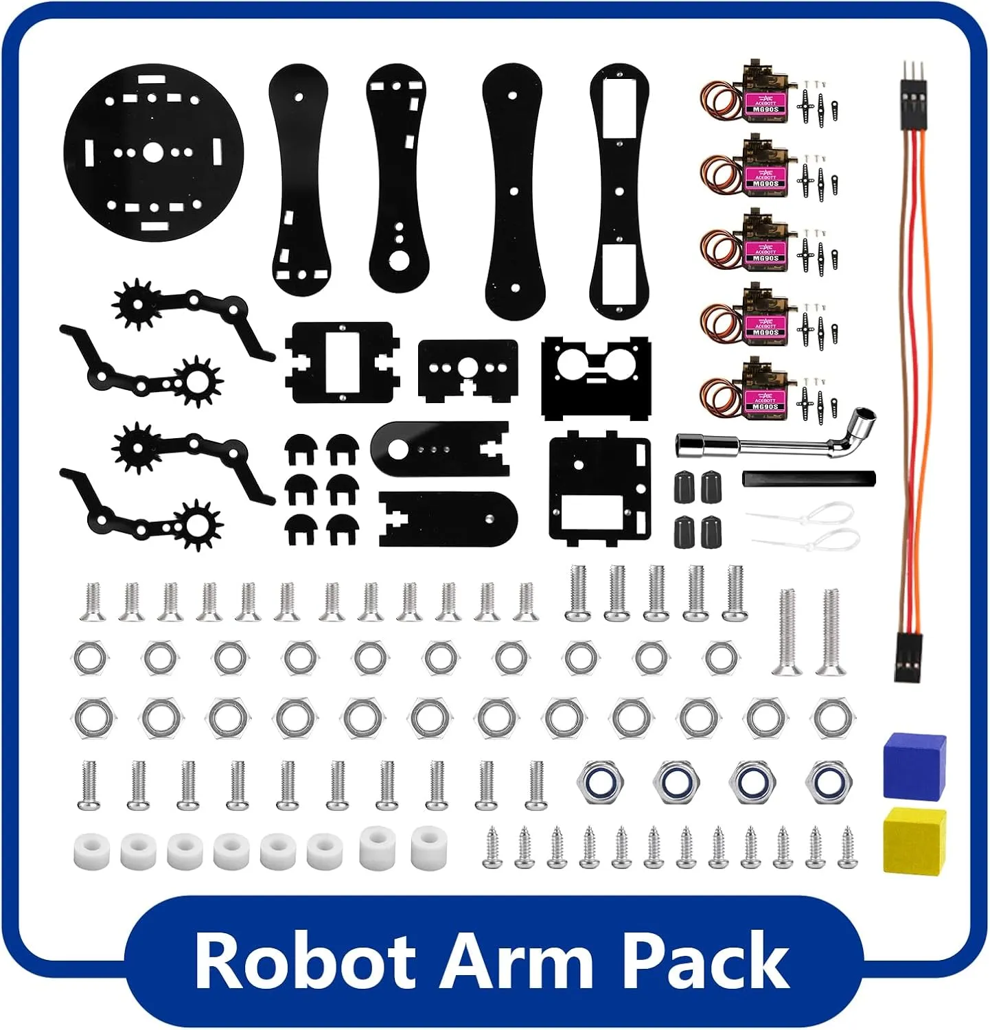 Smart Car kit Functions STEM Coding for Ages 12-16,16  Robot Arm Expansion Pack (Without Car)-QD007