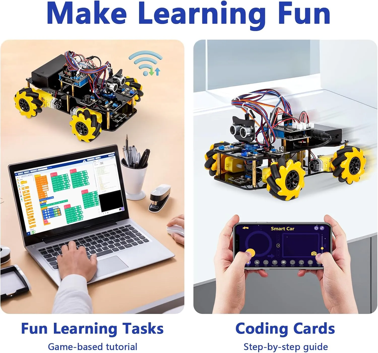 Smart Car kit Functions STEM Coding for Ages 13-16,16  Smart Car Kit (Without Expansion Pack)-QD001
