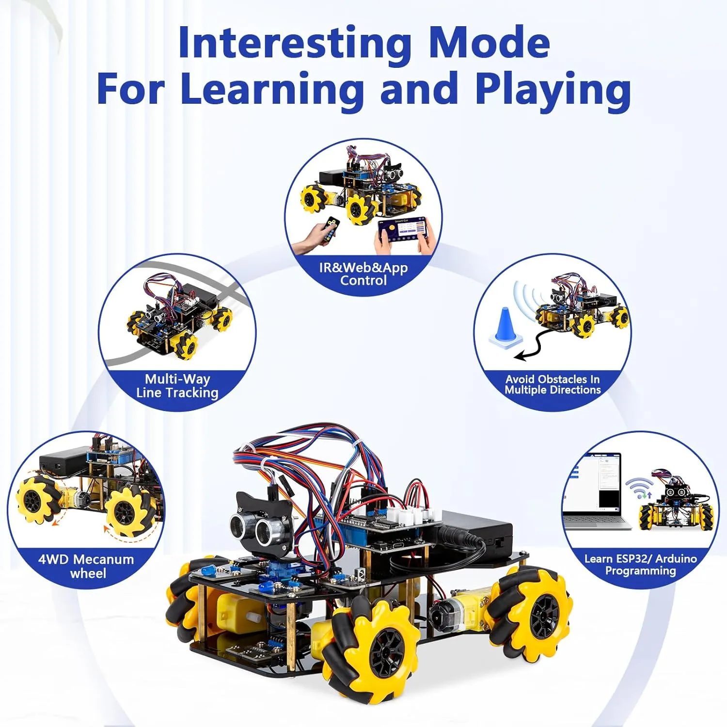Smart Car kit Functions STEM Coding for Ages 13-16,16  Smart Car Kit (Without Expansion Pack)-QD001