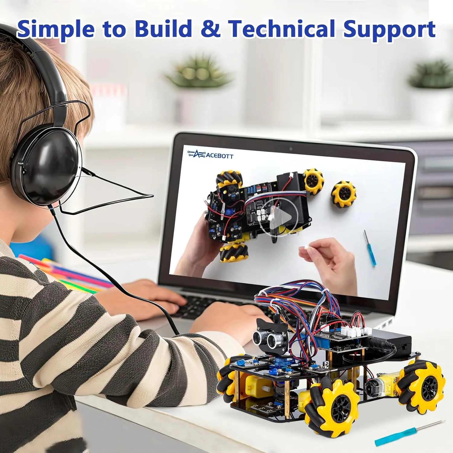 Smart Car kit Functions STEM Coding for Ages 13-16,16  Smart Car Kit (Without Expansion Pack)-QD001
