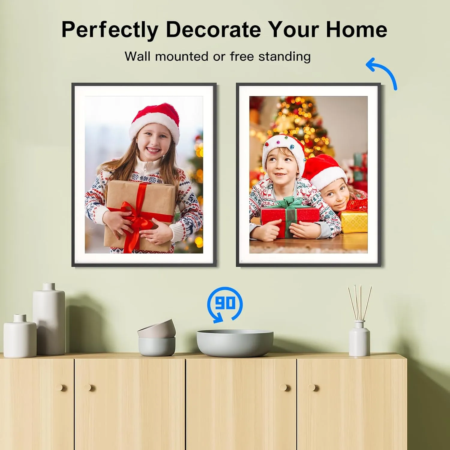 Smart Digital Picture Frame 19-inch-Photo-Frame - Dual-WiFi Large Digital Frame, Touch Screen, 64GB, Full Function, Wall Mountable, Easily Sharing Photos Videos via App Email, Unlimited Cloud Storage
