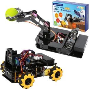 Smart Robot Camera Car Kit & 4 DOF Robotic Arm Kit Compatible with Arduino IDE, Electronic Programming Project/STEM Education/Science Coding Kit for 12  Teens & Adults Unique Gifts