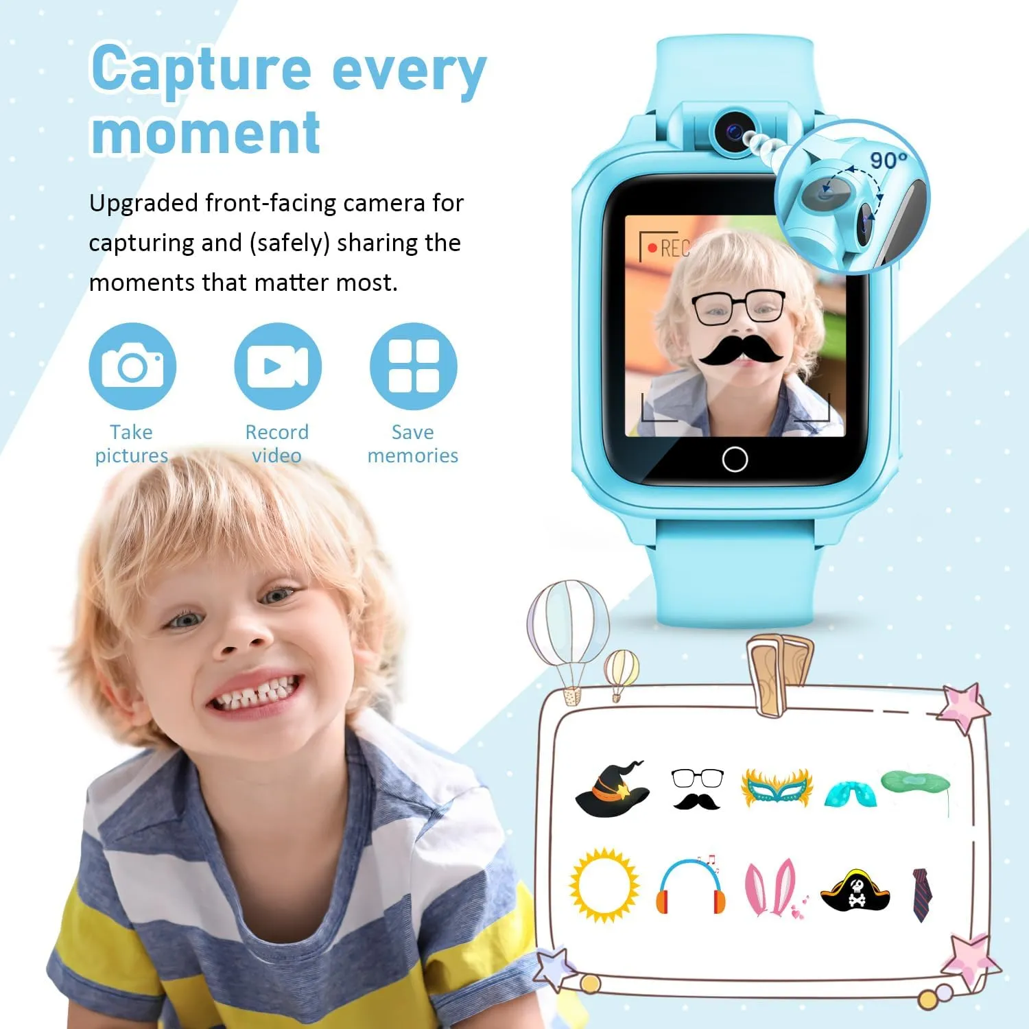 Smart Watch for Kids, Kids Watch with 26 Games Camera Video Recorder Music Alarm Calculator Calendar Flashlight Stopwatch Pedometer, Fun Birthday Gifts Boys Watch Toys for 4-16 Year Olds Blue