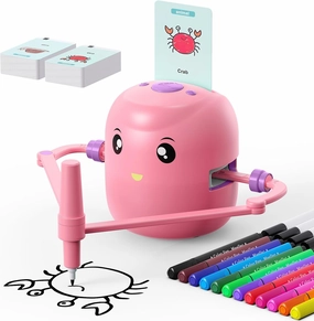 Smart Drawing Robot for Kids,Montessori Educational Painting Toy for 5  with Voice Interaction&16 Color Pens,Magic Drawing Robot with 100 Learning Word Cards,Ideal Gift for 5  Year Old Boys Girls