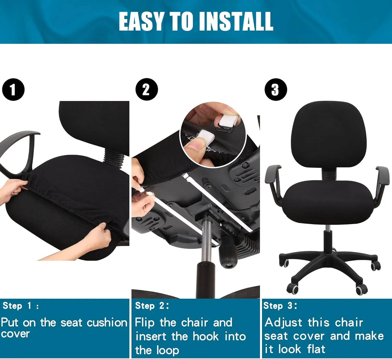 Smiry Stretch Jacquard Office Computer Chair Seat Covers, Removable Washable Anti-dust Desk Chair Seat Cushion Protectors - Chocolate