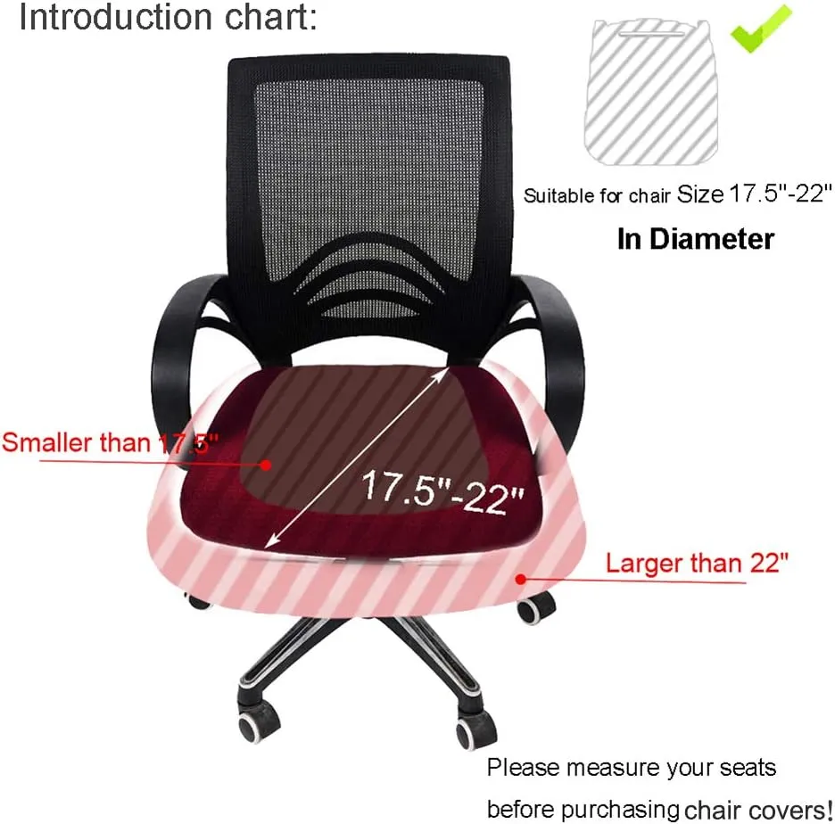 Smiry Stretch Jacquard Office Computer Chair Seat Covers, Removable Washable Anti-dust Desk Chair Seat Cushion Protectors - Chocolate