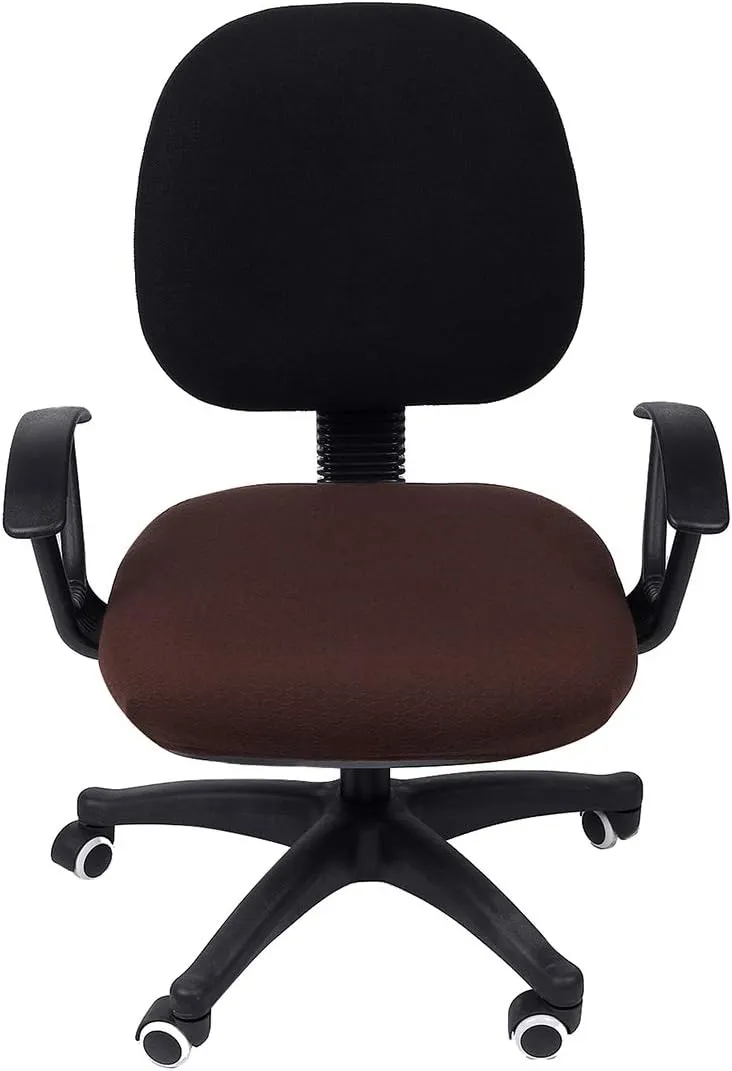 Smiry Stretch Jacquard Office Computer Chair Seat Covers, Removable Washable Anti-dust Desk Chair Seat Cushion Protectors - Chocolate