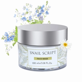 Snail script snail mucin mask, Korean snail face mask mucin snail serum therapy clay based wildcraft botanical anti aging snail mucin face mask, collagen repair, pore cleansing exfoliate clay mask