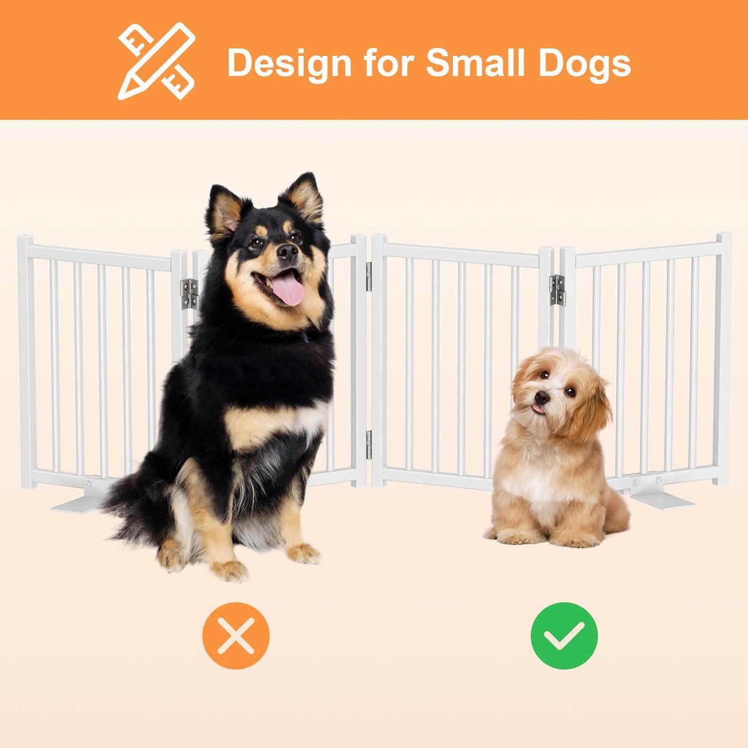 Snughome Dog Gate Indoor, 16" High Freestanding Dog Door Gates with Support Feet, Expands Up to 48’’ Wide Foldable Pet Gates for Doorways Hallways, 4 Panel Folding Pet Door Pet Fence for Puppy, White