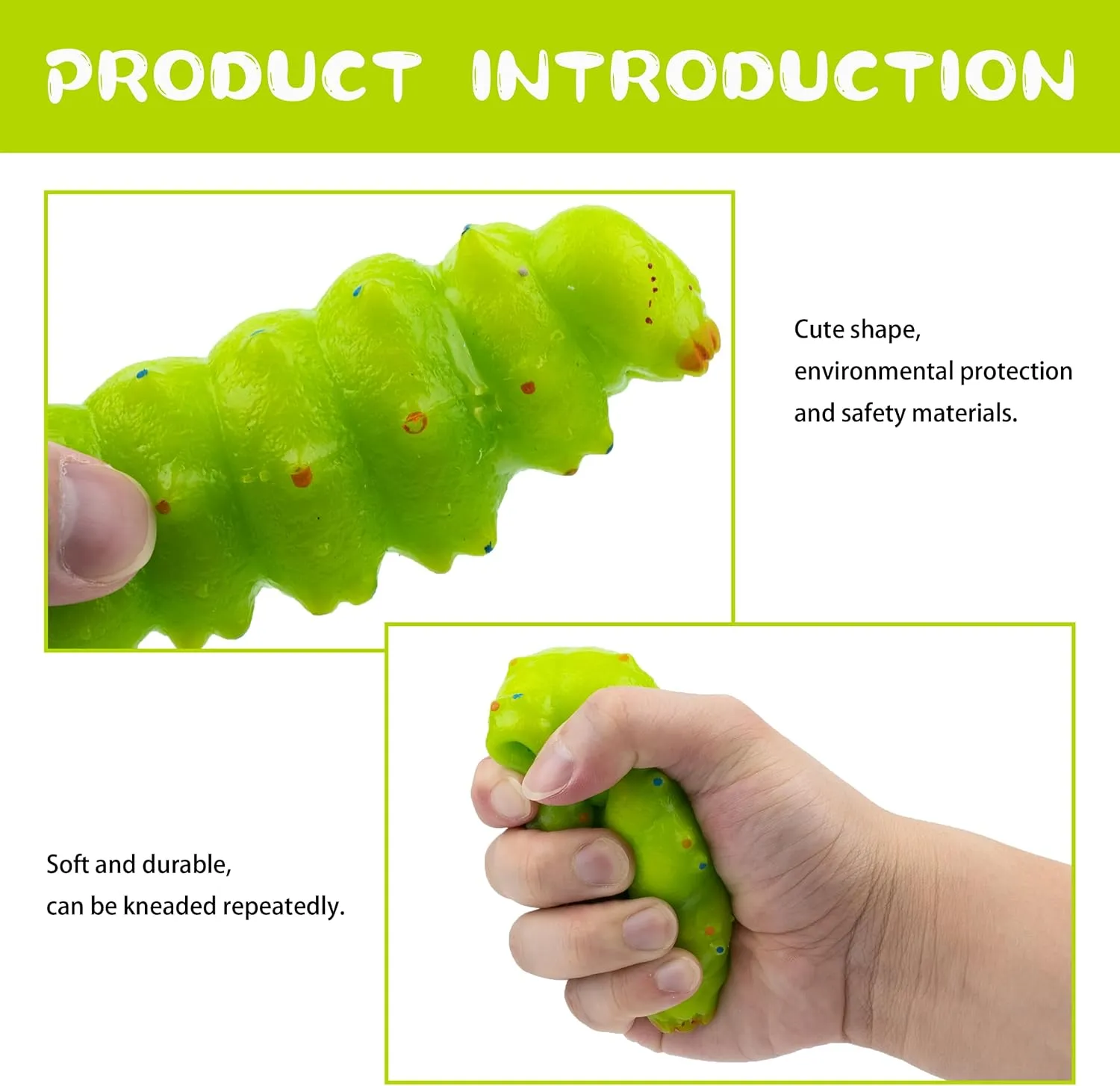 Soft Rubber Squishy Caterpillar Toy, Super Stretch Squeeze Toy, Perfect for Gifts & Party Favors