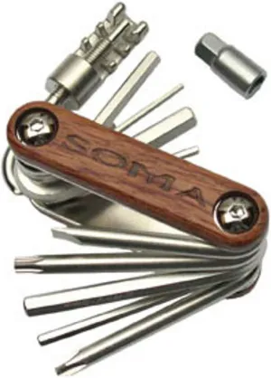 Soma Fabrications Woodie 11-Function Multi-Tool, Wood/Chrome - 82011