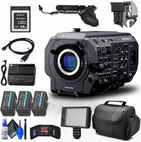 Sony PXW-FX9 XDCAM 6K Full-Frame Camera System (Body Only) (PXW-FX9V)   Sony 64GB XQD Card   2 x BP-U35 Battery   LED Light   Pro Case   Deluxe Cleaning Set   HDMI Cable   Memory Wallet (Renewed)