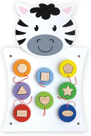 SPARK & WOW Zebra Activity Wall Panel | Ages 18m  | Montessori Sensory Wall Toy | Nesting Shape Activity | Busy Board | Toddler Room Decor