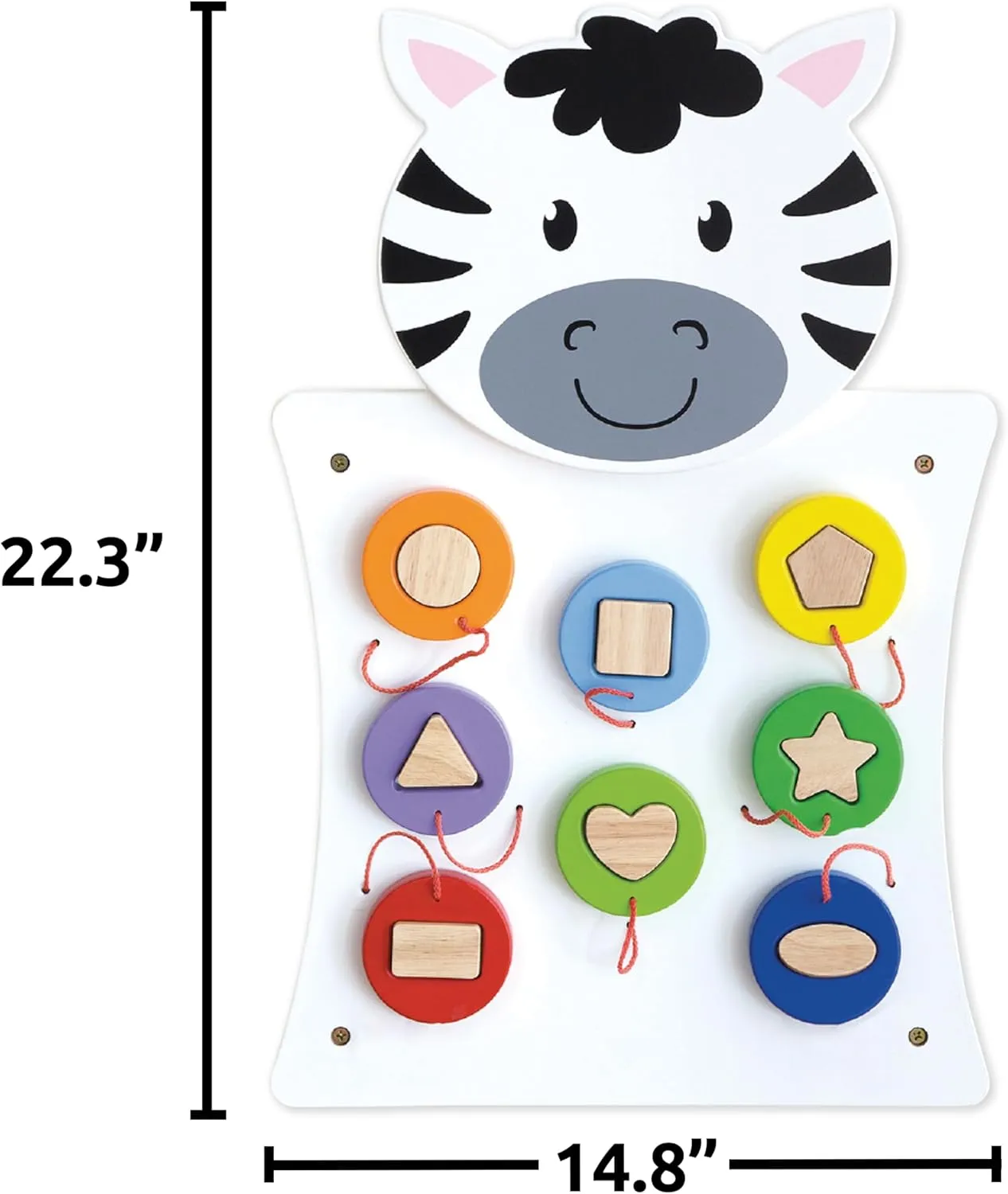 SPARK & WOW Zebra Activity Wall Panel | Ages 18m  | Montessori Sensory Wall Toy | Nesting Shape Activity | Busy Board | Toddler Room Decor