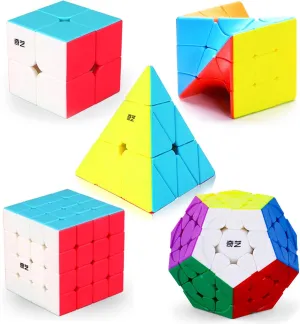 Speed Cube Set, 2x2, 4x4, Megaminx, Pyramid and Twist Cubes, Stickerless Magic Cubes Collection for Kids, Teens & Adults, 5 Pack