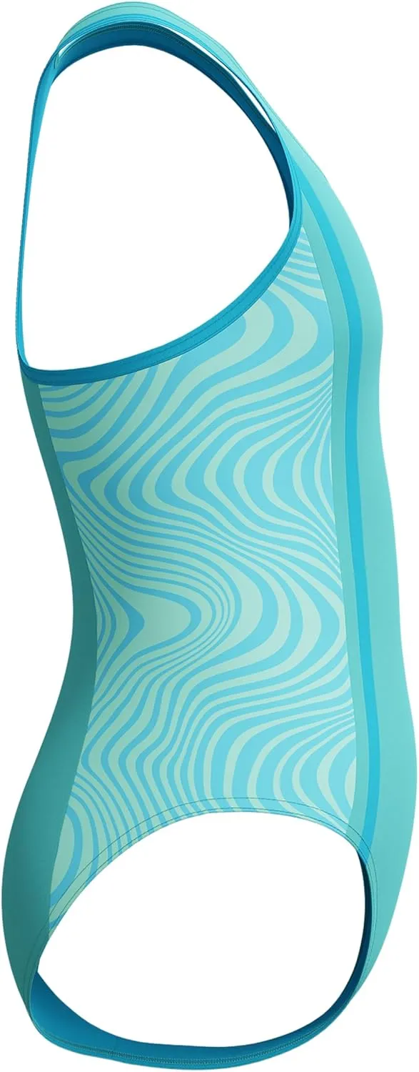 Speedo Girls' Swimsuit One Piece Thick Strap Racer Back Printed