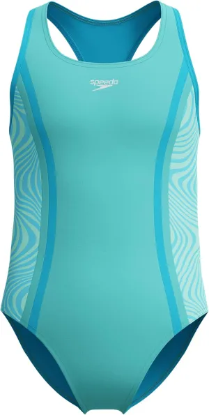 Speedo Girls' Swimsuit One Piece Thick Strap Racer Back Printed