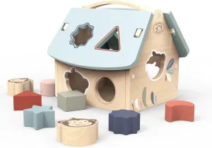 Speedy Monkey House Shape Sorter with 8 Blocks, Fun Colors, Shapes, Monkey Character, Wooden Toy, Non-Toxic Paint, Enhances Learning, Ideal for Kids
