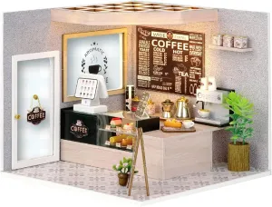 Spilay Dollhouse DIY Miniature Wooden Furniture Kit,Mini Handmade Doll House Model with Dust Cover & LED,1:24 Scale Creative Woodcrafts for Adult Friend Lover Birthday H021