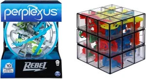 Spin Master Games Perplexus Rebel, 3D Maze Game Sensory Fidget Toy Brain Teaser Gravity Maze Puzzle Ball with 70 Obstacles and Rubik's Perplexus Fusion 3 x 3 Challenging Puzzle Maze Ball