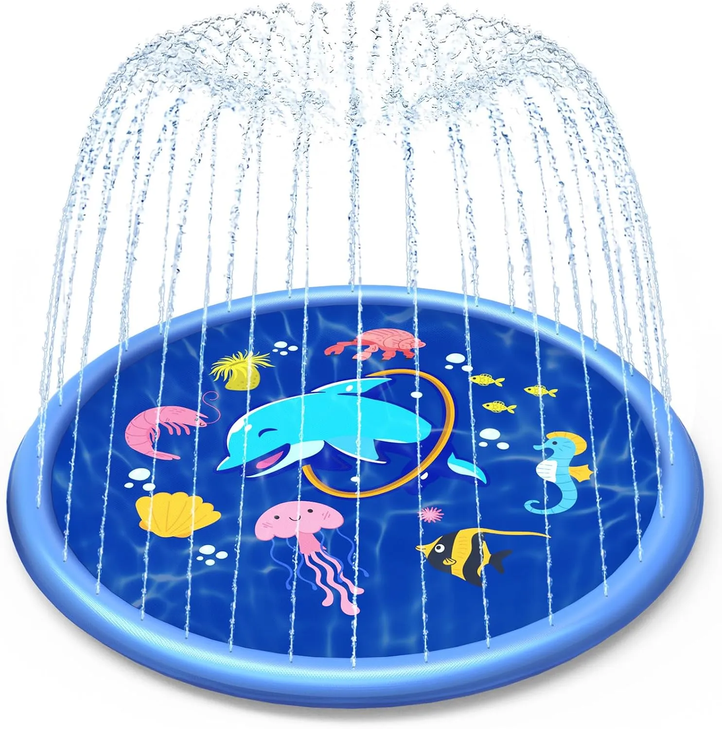 Splash Pads for Toddlers 1-3, 67'' Splash Pad Sprinkler for Kids Ages 4-8, Kids Dog Pool, Outdoor Water Summer Toys for Toddlers Boys Girls 3 4 5 6 7 8 (Dolphin)