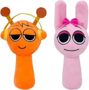 Sprunki Plush Toys Sprunky Wenda and Gray Plushies Sprunki Plushes Soft and Funs Stuffed Toys Dolls for Fans and Friends Birthday for Girls Boys (Orange Pink)
