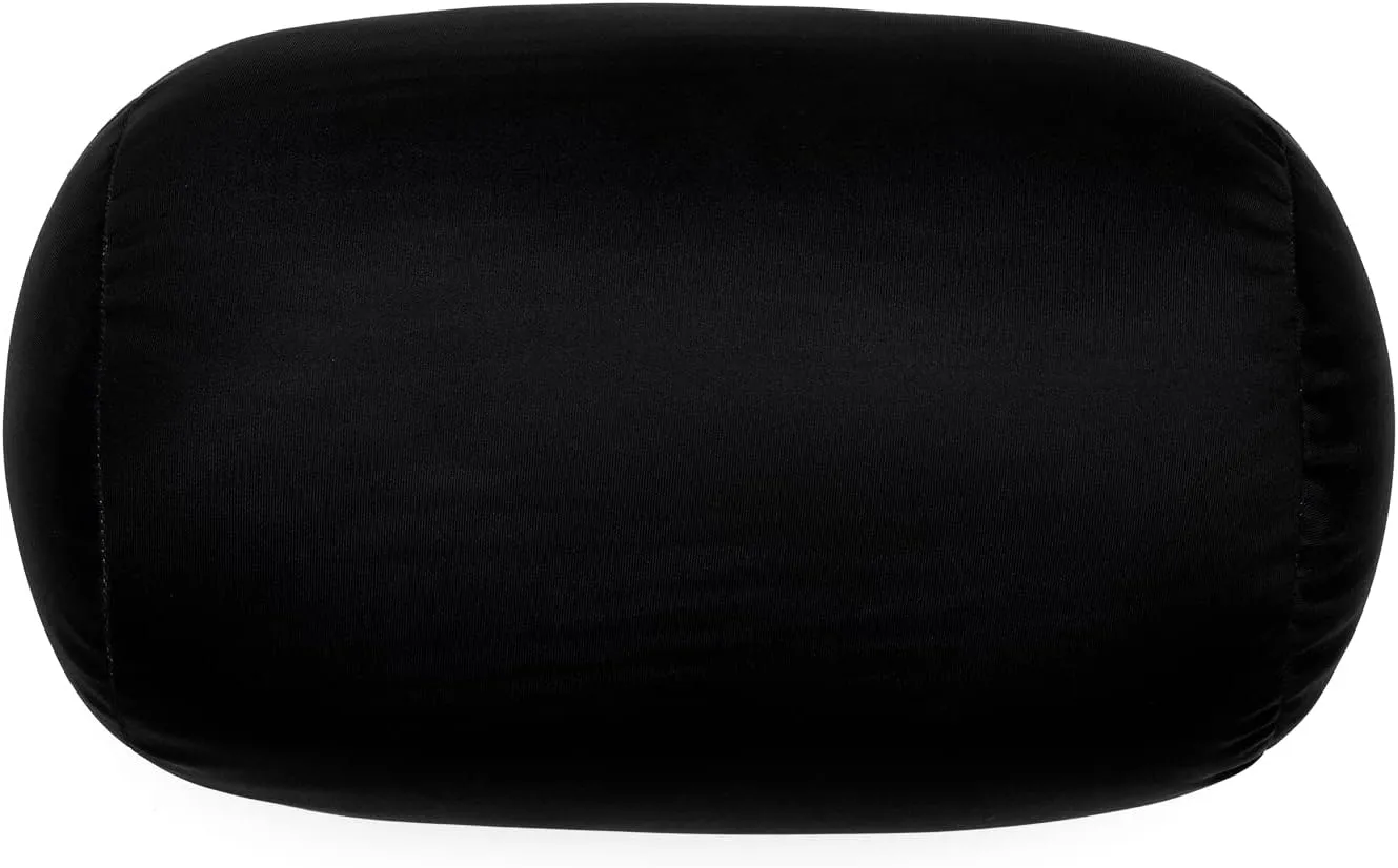 Squish Bean Bed Microbead Pillow Bolster Tube Body Pillow Smooth Cool Touch Fabric Neck & Back Support Throw Travel Pillow Fun Colors (Black)