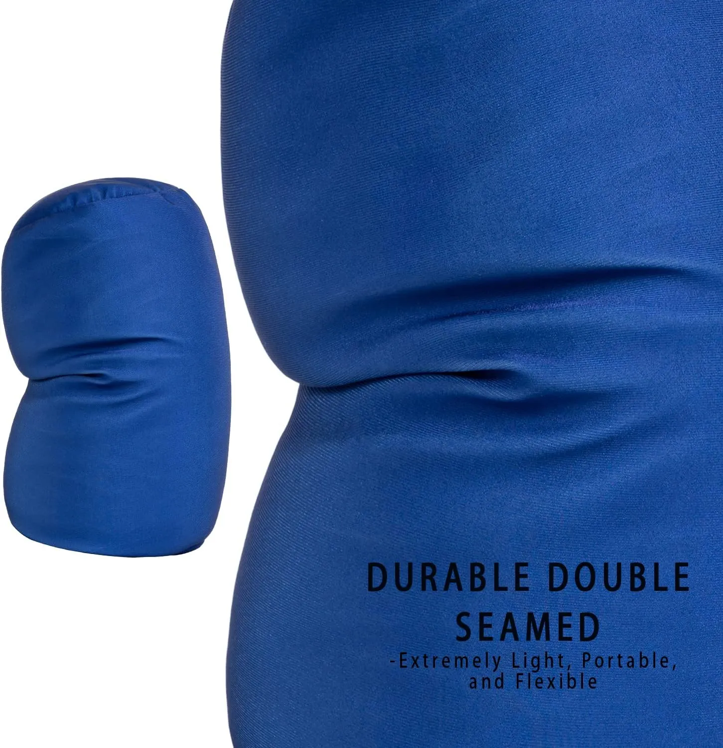 Squish Bean Bed Microbead Pillow Bolster Tube Body Pillow Smooth Cool Touch Fabric Neck & Back Support Throw Travel Pillow Fun Colors (Navy Blue)