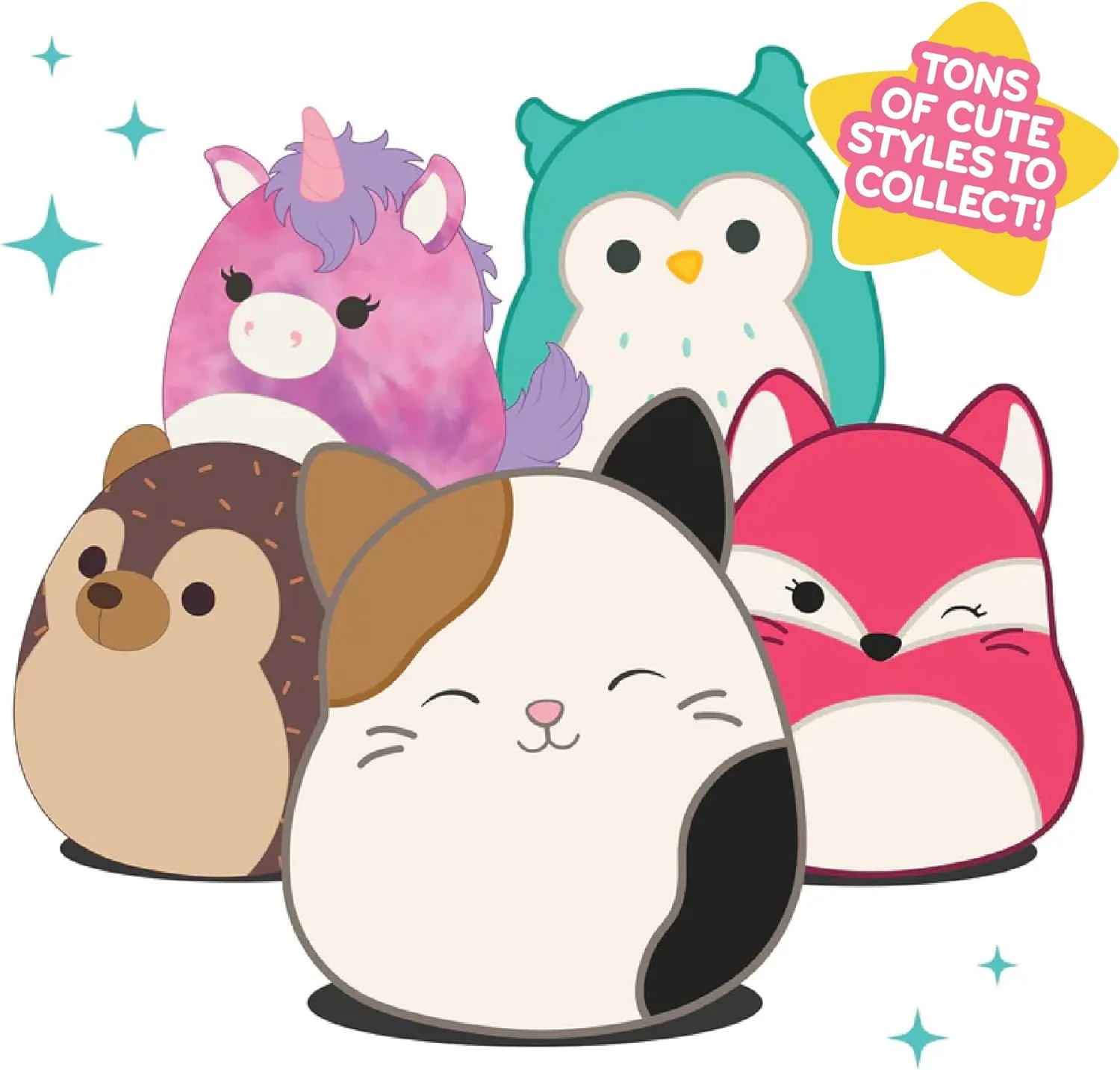 Squishmallows 8-Inch Rainbow Ice Cream & Fox 2-Squish Value Pack - Get Two Official Jazwares 8" Plush for Less - Collectible Soft & Squishy Stuffed Animal Toy - Gift for Kids, Girls & Boys