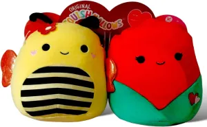 Squishmallows Official Kellytoy Perfect Pair 8 Inch Sunny Bee and Walsh Rose Plush - 2023 Valentine’S Squad Set of 2 Stuffed Animal Toy