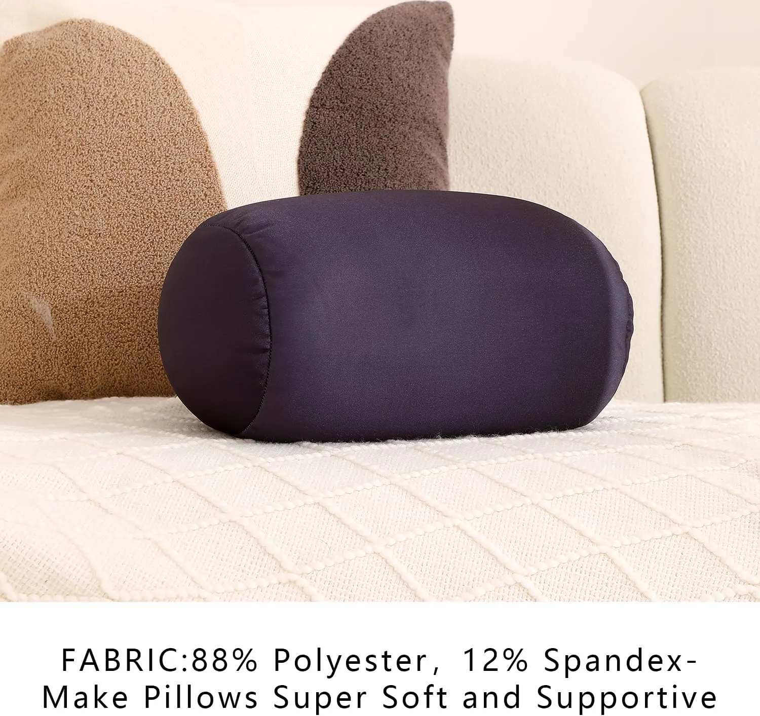 Squishy Microbead Neck Pillow, 7Inch x 12Inch Soft Travel Body Bed Pillow Bean Pillow for Kids Adult Chair Sleeping Car Seat, Fun Dormroom (Black Colorful)