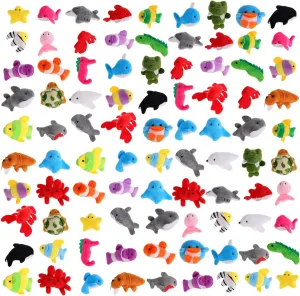Sratte 90 Pcs Ocean Stuffed Animal Bulk Mini Sea Animal Plush Toys for Back to School Prizes Boy Girl Cute Small Stuffed Keychain Decoration Pocket Goodie Bag Fillers Birthday Party Favors