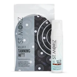 St. Moriz Professional 1 Hour Fast Self Tanner Mousse, Light to Dark with Self Tanning Mitt - Instant, Express Self Tanner Foam for a Golden, Natural Fake Tan – With Aloe Vera & Vitamin E - 6.76 fl oz